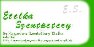 etelka szentpetery business card